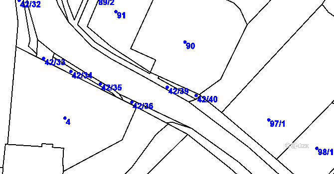 Parcela st. 42/39 v KÚ Koněšín, Katastrální mapa