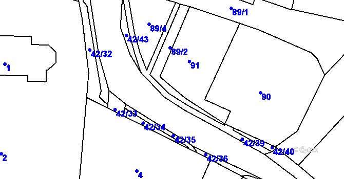 Parcela st. 42/41 v KÚ Koněšín, Katastrální mapa