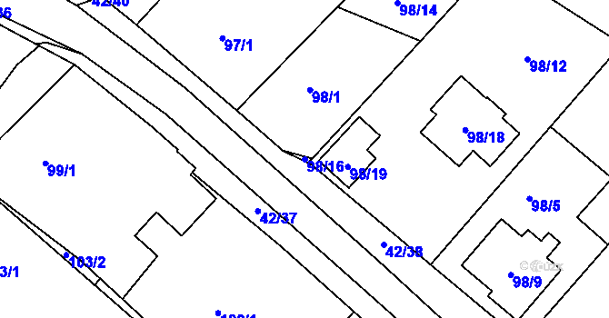Parcela st. 98/16 v KÚ Koněšín, Katastrální mapa