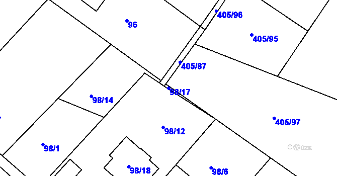 Parcela st. 98/17 v KÚ Koněšín, Katastrální mapa