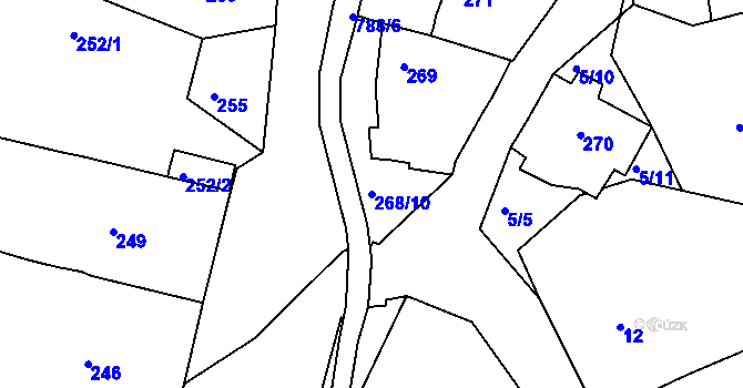 Parcela st. 268/10 v KÚ Koněšín, Katastrální mapa