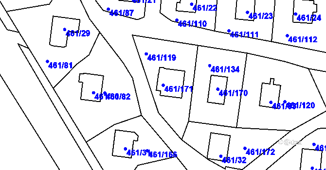 Parcela st. 461/171 v KÚ Koněšín, Katastrální mapa