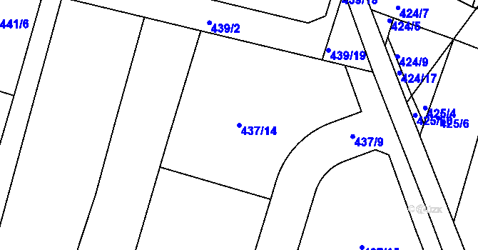 Parcela st. 437/14 v KÚ Koněšín, Katastrální mapa