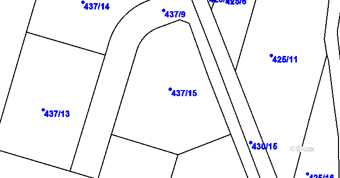 Parcela st. 437/15 v KÚ Koněšín, Katastrální mapa