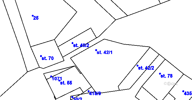 Parcela st. 42/1 v KÚ Konětopy, Katastrální mapa