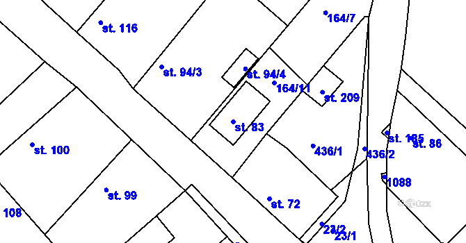 Parcela st. 83 v KÚ Konětopy, Katastrální mapa