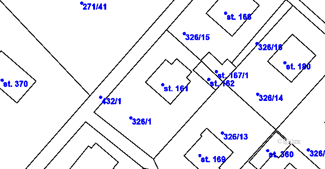 Parcela st. 161 v KÚ Konětopy, Katastrální mapa