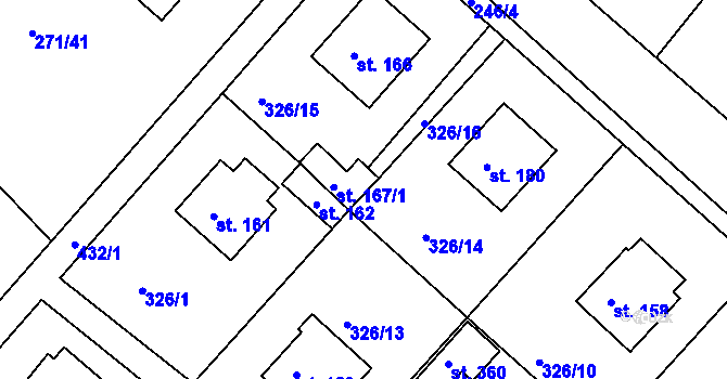 Parcela st. 167/2 v KÚ Konětopy, Katastrální mapa