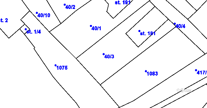 Parcela st. 40/3 v KÚ Konětopy, Katastrální mapa