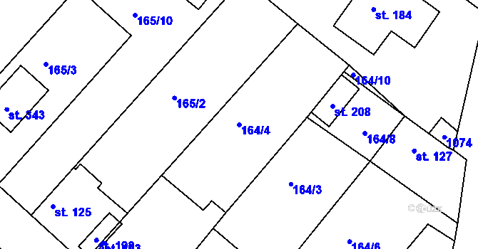 Parcela st. 164/4 v KÚ Konětopy, Katastrální mapa