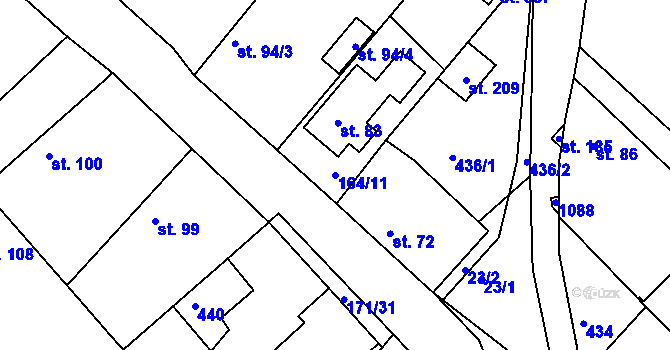 Parcela st. 164/11 v KÚ Konětopy, Katastrální mapa