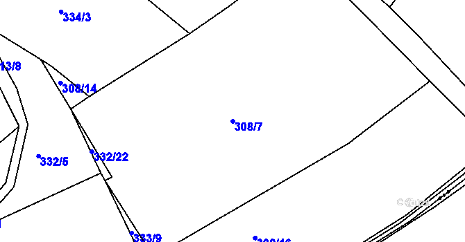 Parcela st. 308/7 v KÚ Konětopy, Katastrální mapa