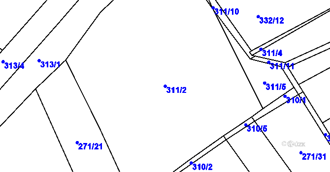 Parcela st. 311/2 v KÚ Konětopy, Katastrální mapa