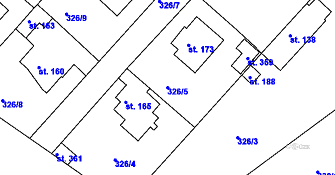 Parcela st. 326/5 v KÚ Konětopy, Katastrální mapa