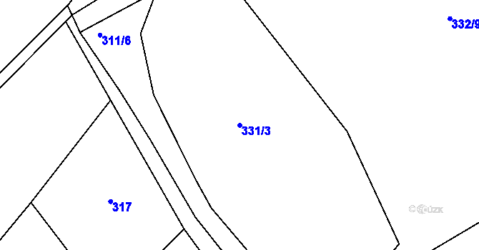 Parcela st. 331/3 v KÚ Konětopy, Katastrální mapa