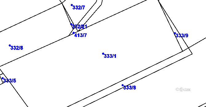 Parcela st. 333/1 v KÚ Konětopy, Katastrální mapa