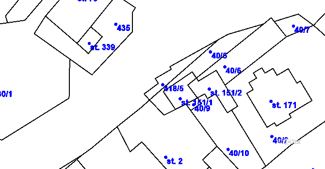 Parcela st. 418/5 v KÚ Konětopy, Katastrální mapa