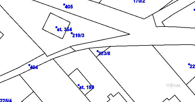 Parcela st. 223/8 v KÚ Konětopy, Katastrální mapa