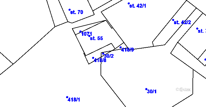 Parcela st. 30/2 v KÚ Konětopy, Katastrální mapa