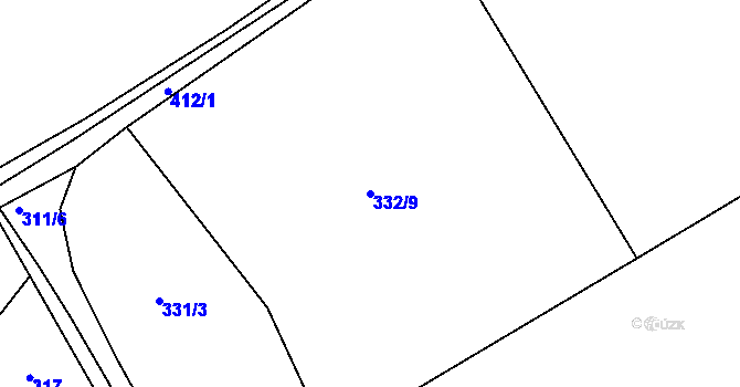 Parcela st. 332/9 v KÚ Konětopy, Katastrální mapa