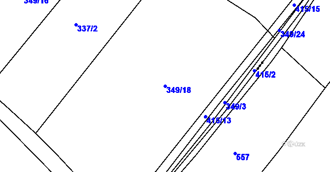 Parcela st. 349/18 v KÚ Konětopy, Katastrální mapa