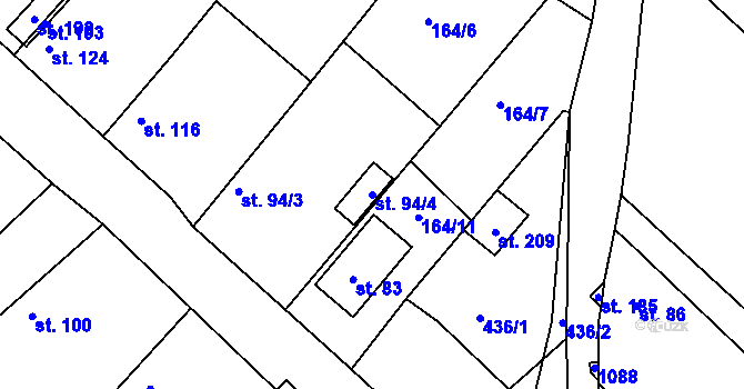 Parcela st. 94/4 v KÚ Konětopy, Katastrální mapa