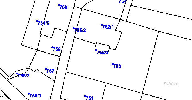 Parcela st. 752/2 v KÚ Jerusalem, Katastrální mapa