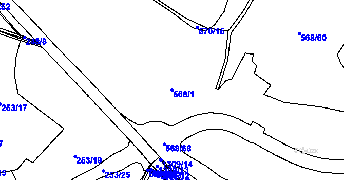 Parcela st. 568/1 v KÚ Jerusalem, Katastrální mapa