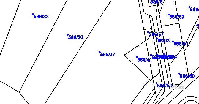Parcela st. 586/37 v KÚ Jerusalem, Katastrální mapa