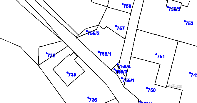 Parcela st. 756/1 v KÚ Jerusalem, Katastrální mapa