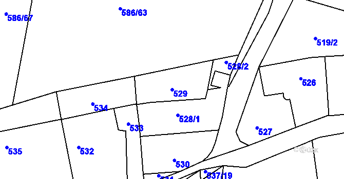 Parcela st. 529 v KÚ Jerusalem, Katastrální mapa