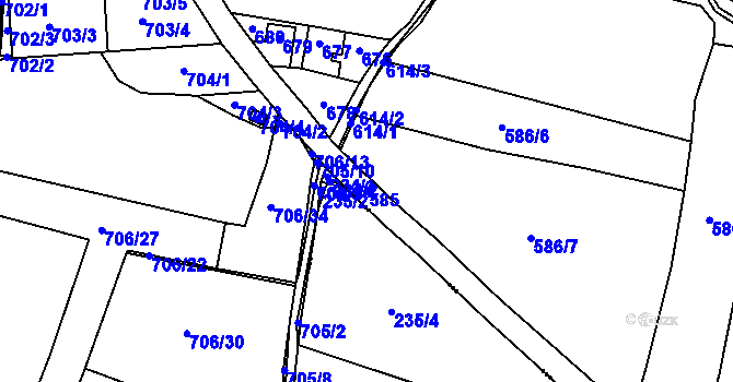 Parcela st. 585 v KÚ Jerusalem, Katastrální mapa