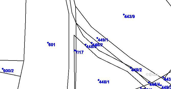 Parcela st. 448/3 v KÚ Jerusalem, Katastrální mapa