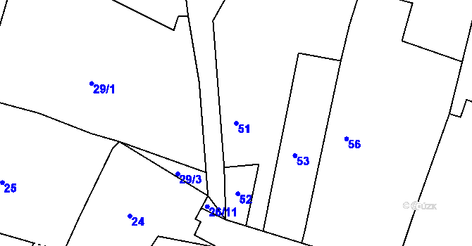 Parcela st. 51 v KÚ Konětopy u Příbramě, Katastrální mapa