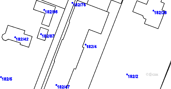 Parcela st. 182/4 v KÚ Konětopy u Příbramě, Katastrální mapa