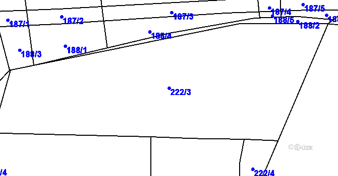 Parcela st. 222/3 v KÚ Konětopy u Příbramě, Katastrální mapa