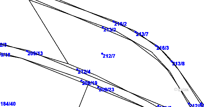 Parcela st. 212/7 v KÚ Konětopy u Příbramě, Katastrální mapa