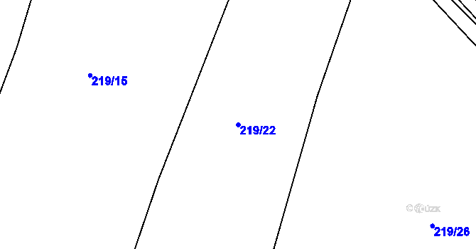 Parcela st. 219/22 v KÚ Konětopy u Příbramě, Katastrální mapa