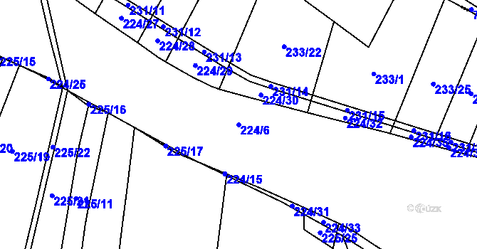 Parcela st. 224/6 v KÚ Konětopy u Příbramě, Katastrální mapa