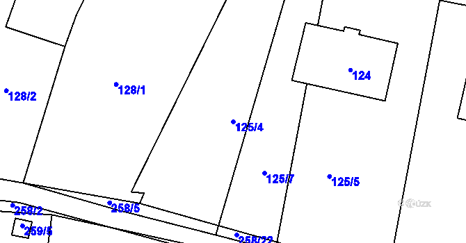 Parcela st. 125/4 v KÚ Konětopy u Příbramě, Katastrální mapa