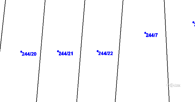 Parcela st. 244/22 v KÚ Konětopy u Příbramě, Katastrální mapa