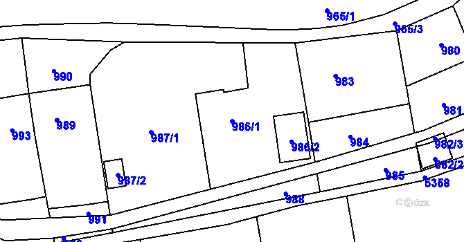 Parcela st. 986/1 v KÚ Konice, Katastrální mapa