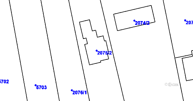 Parcela st. 2075/2 v KÚ Konice, Katastrální mapa