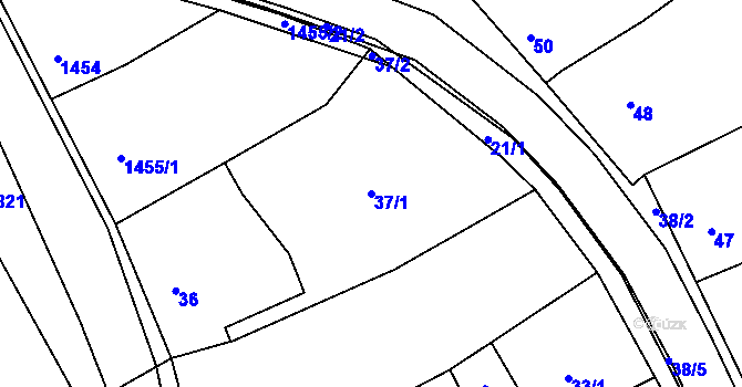 Parcela st. 37/1 v KÚ Konice, Katastrální mapa