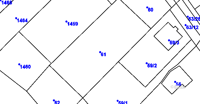 Parcela st. 61 v KÚ Konice, Katastrální mapa