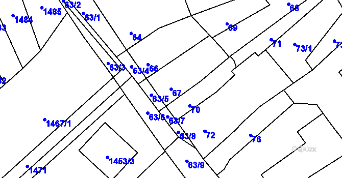 Parcela st. 67 v KÚ Konice, Katastrální mapa