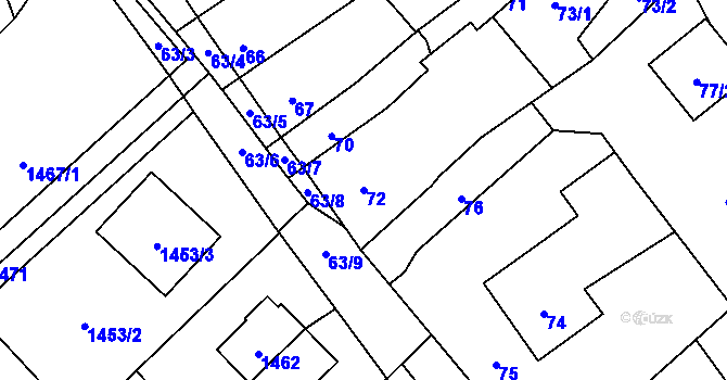 Parcela st. 72 v KÚ Konice, Katastrální mapa