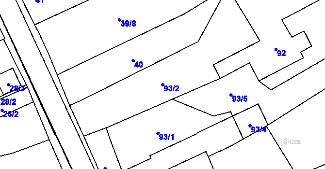 Parcela st. 93/2 v KÚ Konice, Katastrální mapa