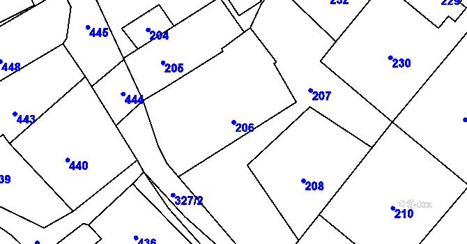 Parcela st. 206 v KÚ Konice, Katastrální mapa