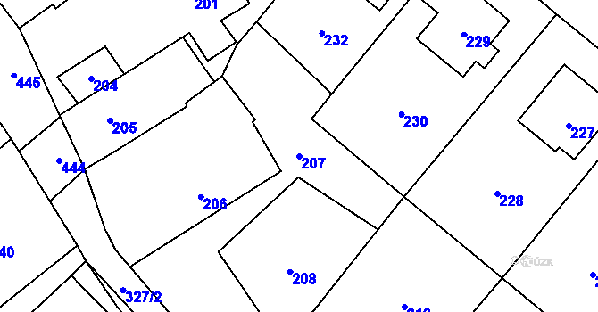 Parcela st. 207 v KÚ Konice, Katastrální mapa